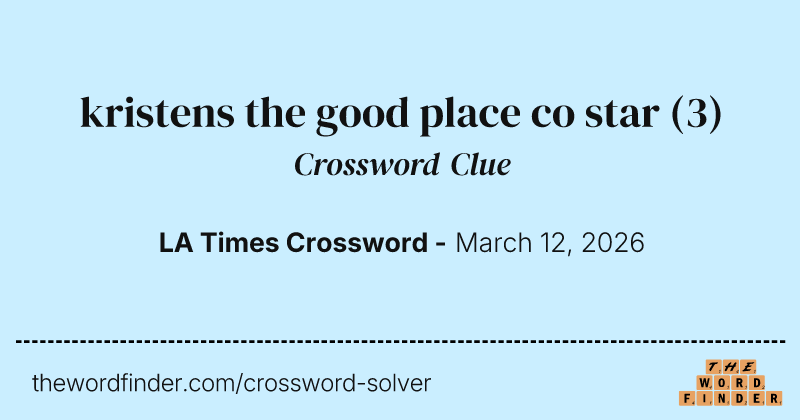 kristens the good place co star crossword clue image