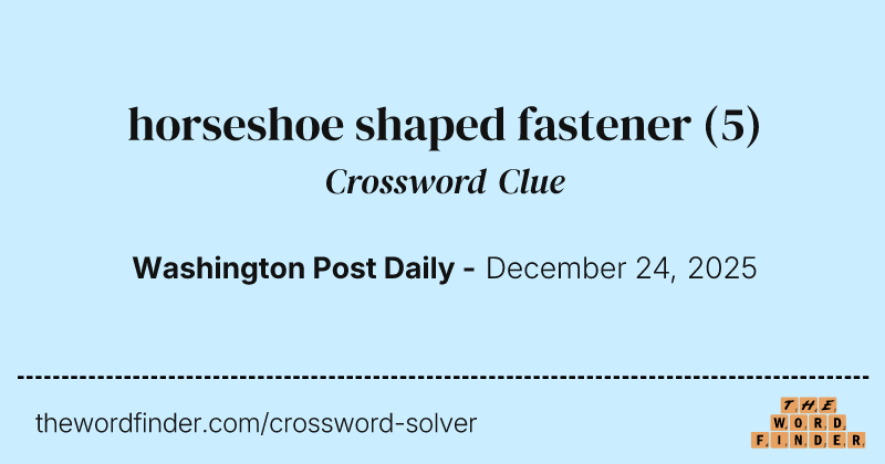 horseshoe shaped fastener crossword clue image