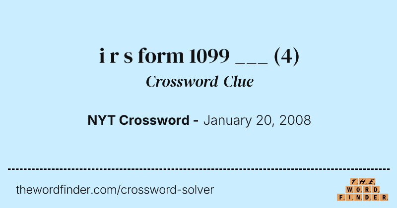 i r s form 1099 ___ crossword clue image