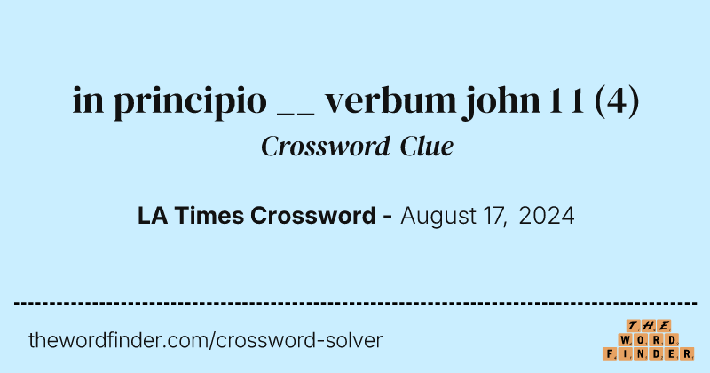 in principio __ verbum john 1 1 crossword clue image