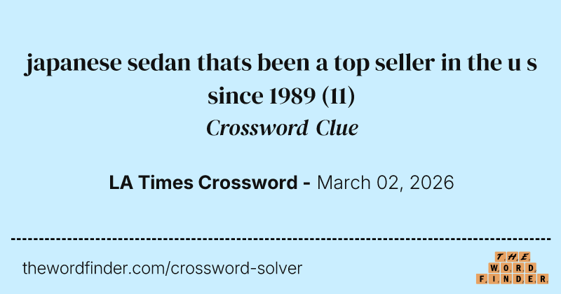 japanese sedan thats been a top seller in the u s since 1989 crossword clue image