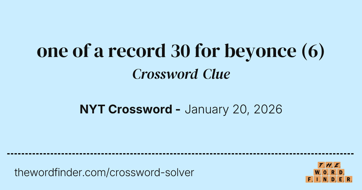 one of a record 30 for beyonce — Crossword Clue