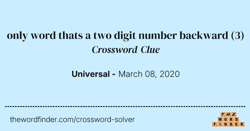 only word thats a two digit number backward crossword clue image