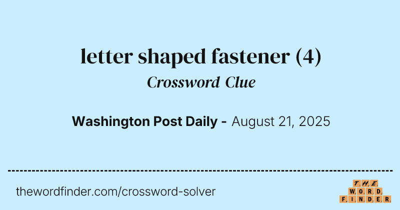 letter shaped fastener crossword clue image