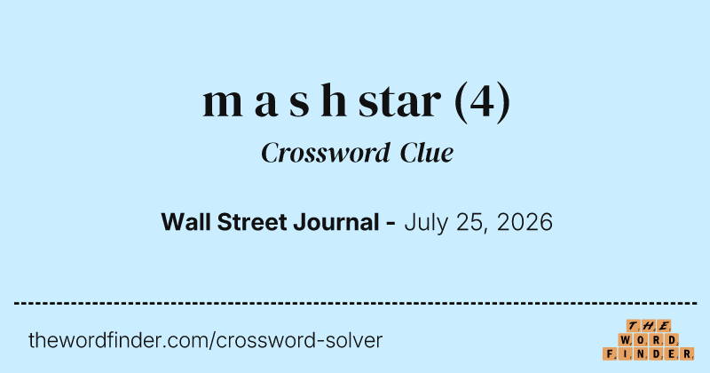 m a s h star crossword clue image
