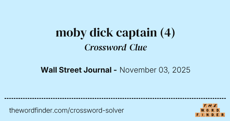 moby dick captain crossword clue image