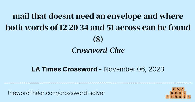 mail that doesnt need an envelope and where both words of 12 20 34 and 51 across can be found crossword clue image