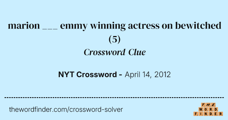 marion ___ emmy winning actress on bewitched crossword clue image