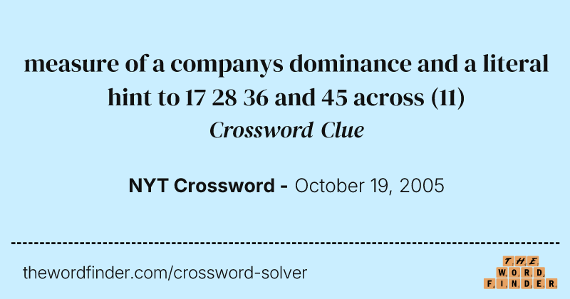measure of a companys dominance and a literal hint to 17 28 36 and 45 across crossword clue image