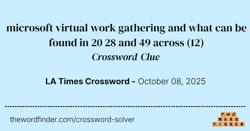 microsoft virtual work gathering and what can be found in 20 28 and 49 across crossword clue image