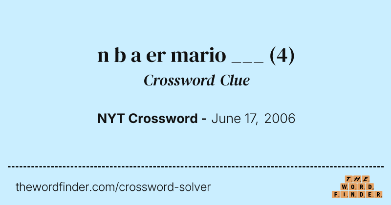 n b a er mario ___ crossword clue image