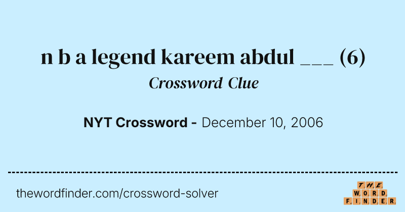 n b a legend kareem abdul ___ crossword clue image