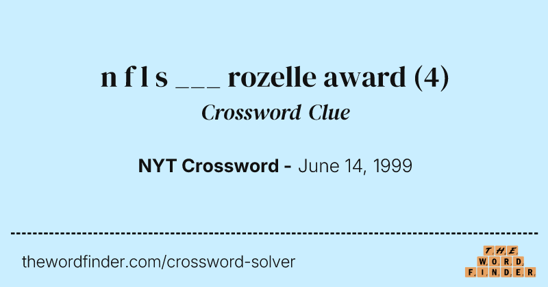 n f l s ___ rozelle award crossword clue image