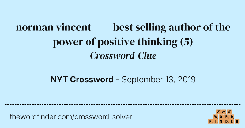 norman vincent ___ best selling author of the power of positive thinking crossword clue image