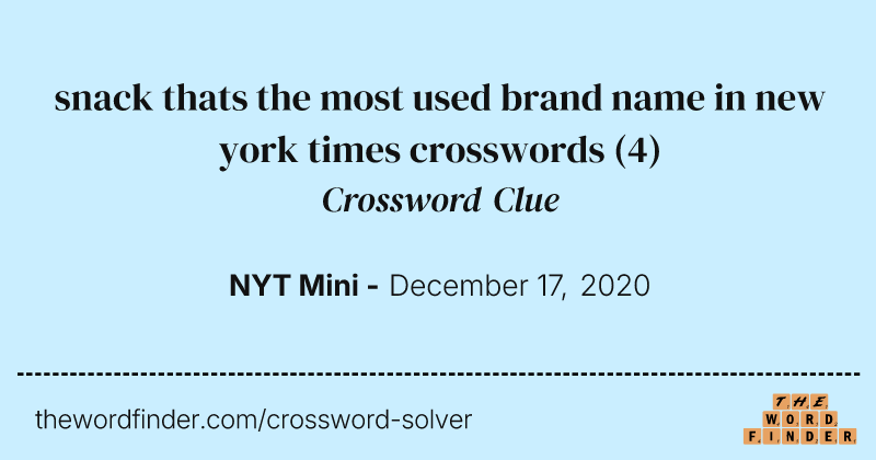 snack thats the most used brand name in new york times crosswords crossword clue image
