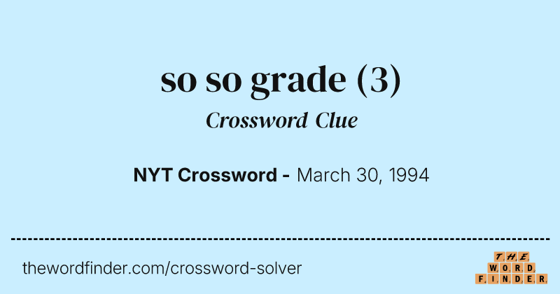 so so grade crossword clue image