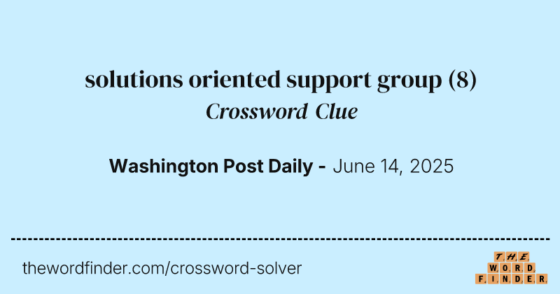 solutions oriented support group crossword clue image