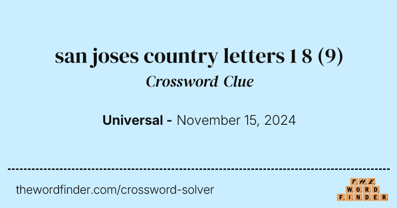 san joses country letters 1 8 crossword clue image