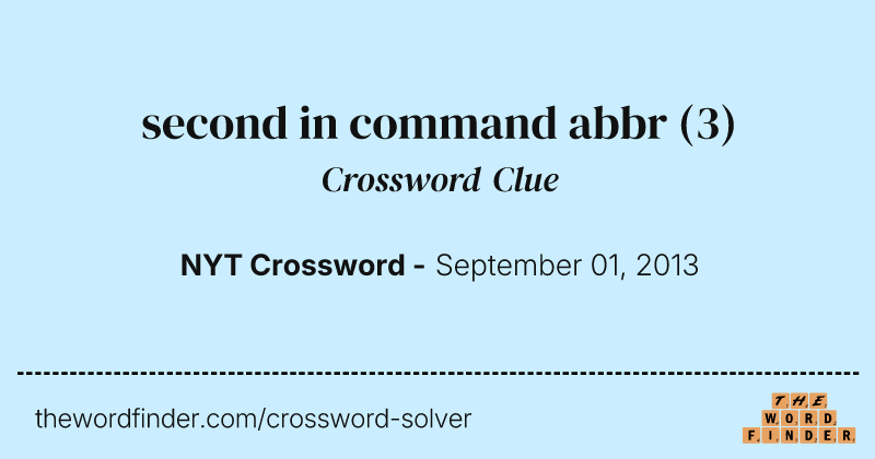 second in command abbr crossword clue image