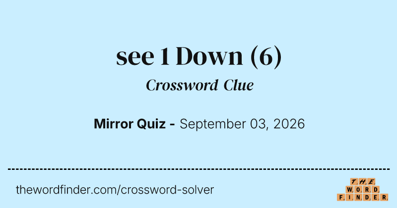 see 1 Down crossword clue image