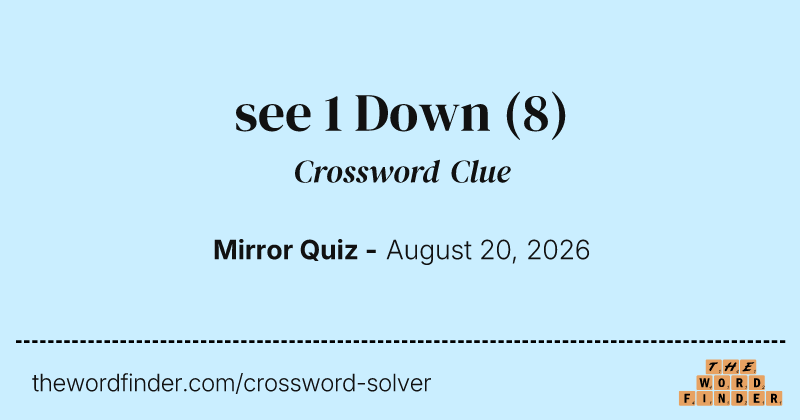 see 1 Down crossword clue image
