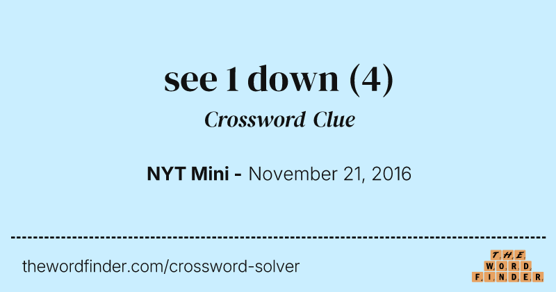 see 1 down crossword clue image