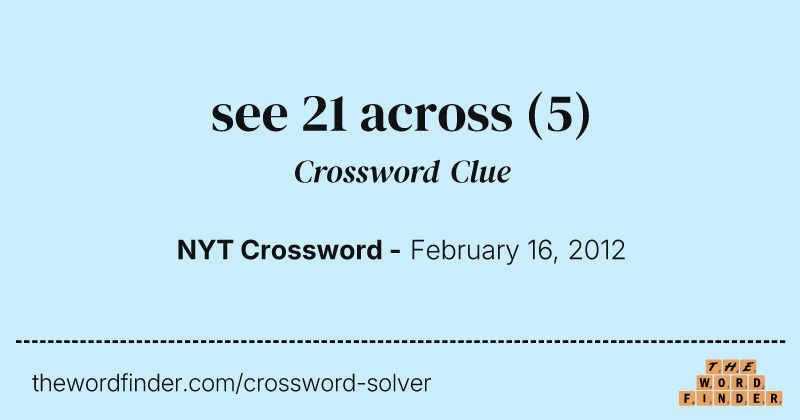 see 21 across crossword clue image