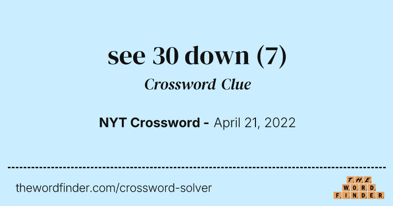 see 30 down crossword clue image