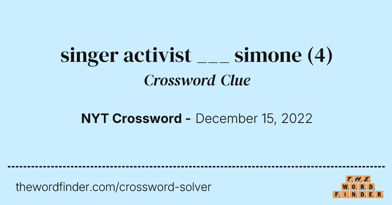 singer activist ___ simone crossword clue image