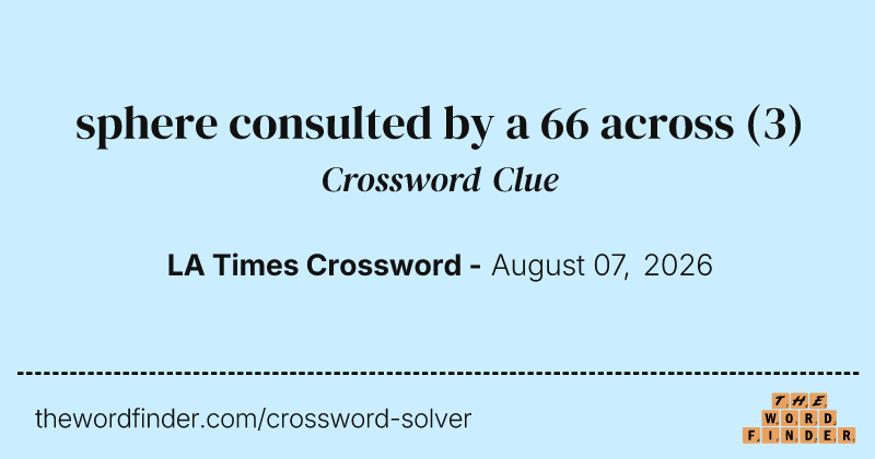sphere consulted by a 66 across crossword clue image