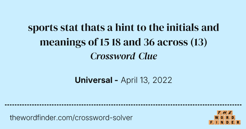 sports stat thats a hint to the initials and meanings of 15 18 and 36 across crossword clue image