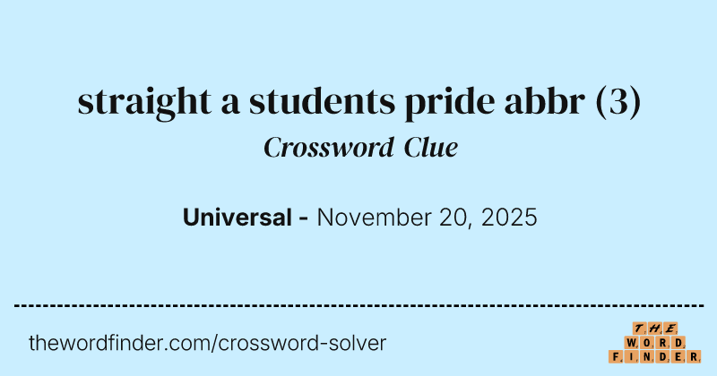 straight a students pride abbr crossword clue image