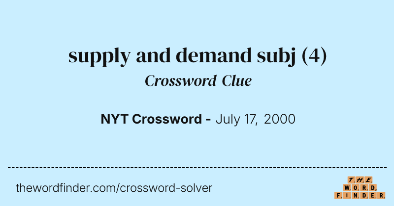 supply and demand subj crossword clue image