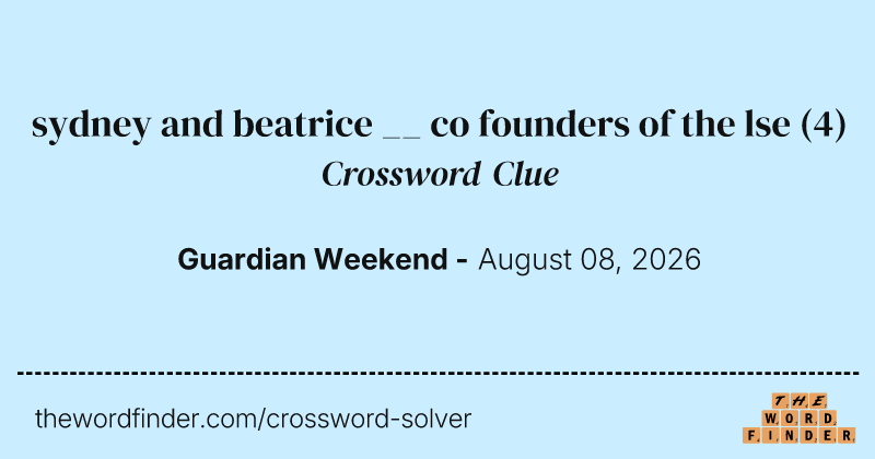 sydney and beatrice __ co founders of the lse crossword clue image