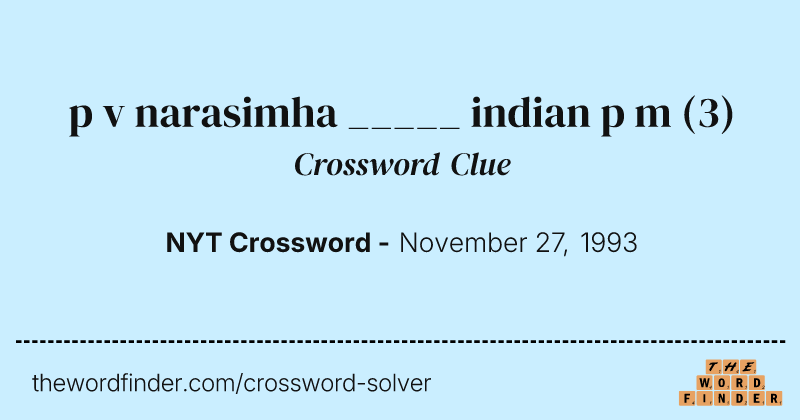 p v narasimha _____ indian p m crossword clue image