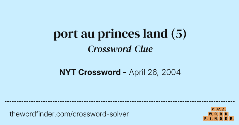port au princes land crossword clue image