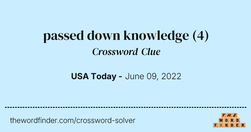 passed down knowledge crossword clue image
