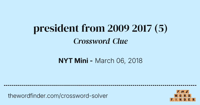 president from 2009 2017 crossword clue image
