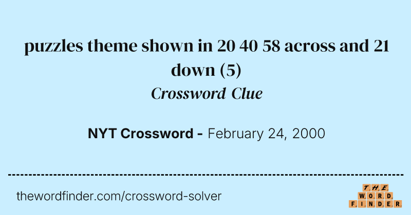 puzzles theme shown in 20 40 58 across and 21 down crossword clue image