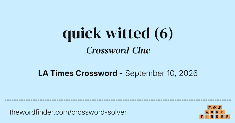 quick witted crossword clue image