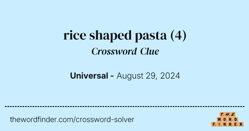 rice shaped pasta crossword clue image