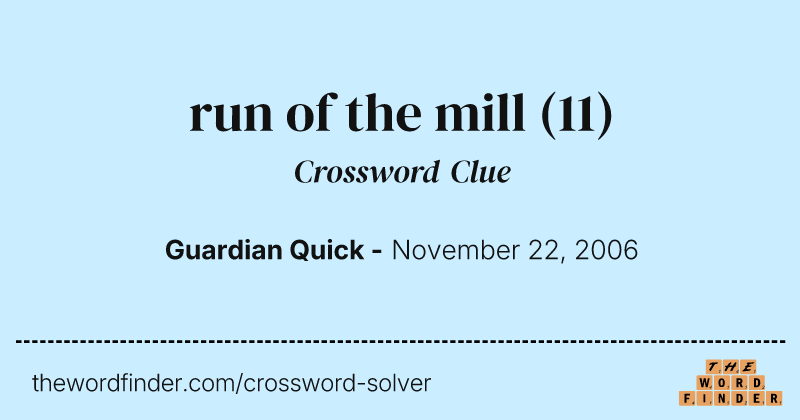 run of the mill crossword clue image