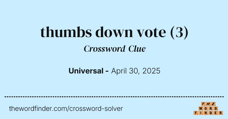 thumbs down vote crossword clue image