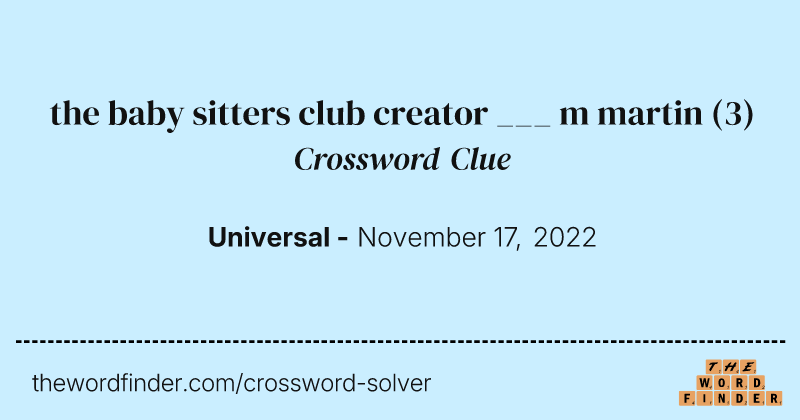 the baby sitters club creator ___ m martin crossword clue image