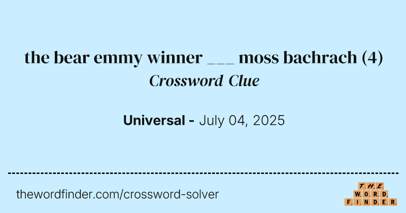 the bear emmy winner ___ moss bachrach crossword clue image