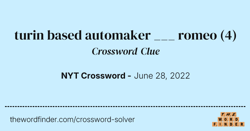 turin based automaker ___ romeo crossword clue image