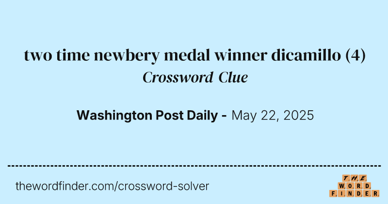 two time newbery medal winner dicamillo crossword clue image