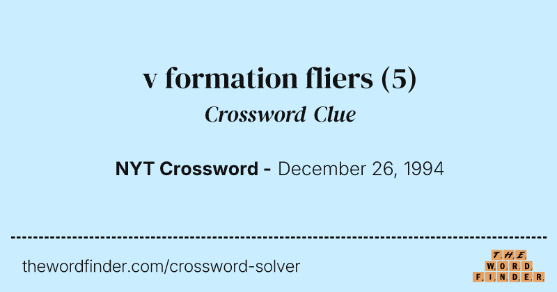 v formation fliers crossword clue image