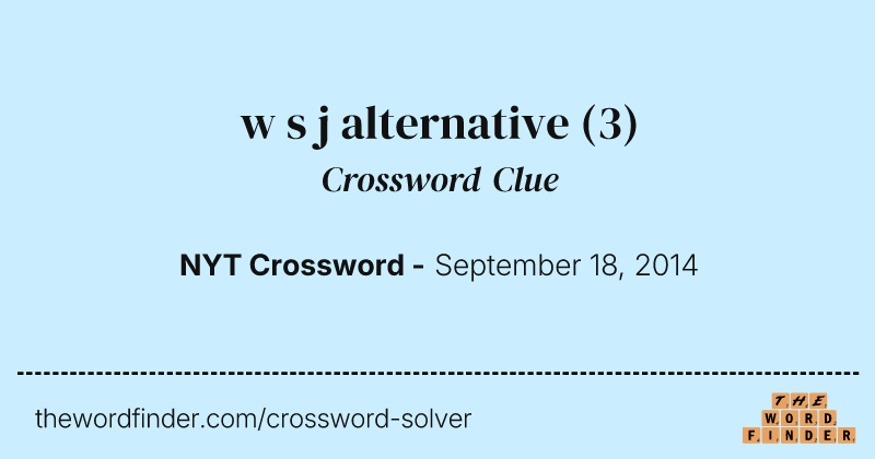 w s j alternative crossword clue image
