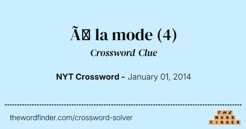 À la mode crossword clue image